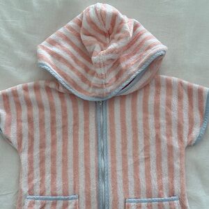 Kids Hooded Swim Coverup - Peach & White Stripes